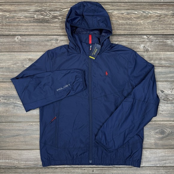 Polo Ralph Lauren Men's Performance Hooded Full-Zip Jacket Navy Size Large NWT - Picture 2 of 9